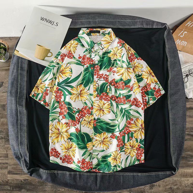 Baju Atasan Pria lengan pendek - Vintage Hawaiian Floral Shirt ulasan dan harga