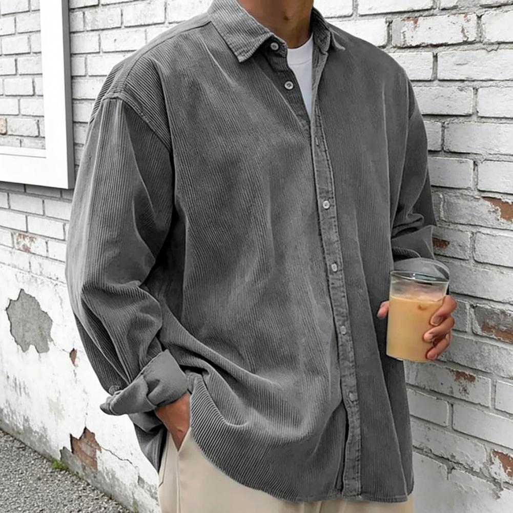 Kemeja Korduroi Pria Baru, Mod - Corduroy Button Up Shirt Men ulasan dan harga