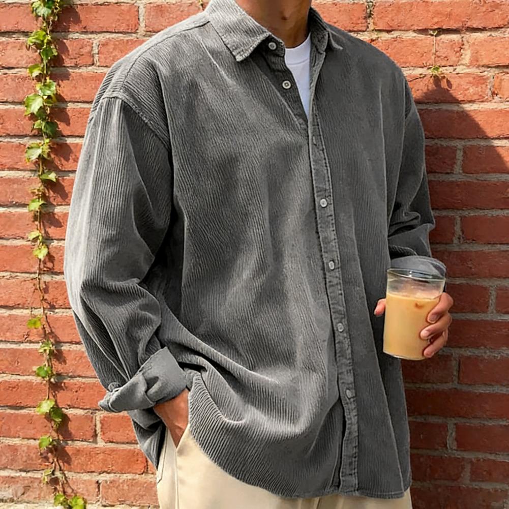 Kemeja Korduroi Pria Baru, Mod - Corduroy Button Up Shirt Men ulasan dan harga