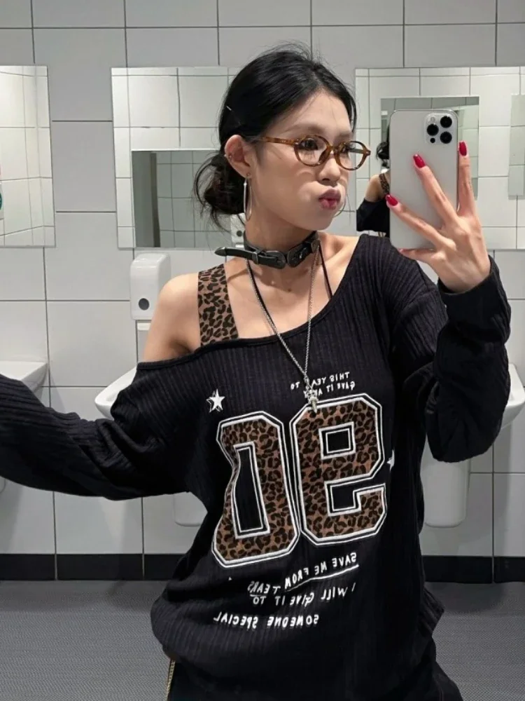 Kaos Leopard Print Patchwork Y - T-Shirts ulasan dan harga