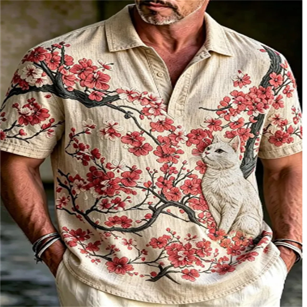 Kemeja Polo Lengan Pendek Pria - Vintage Hawaiian Floral Shirt ulasan dan harga