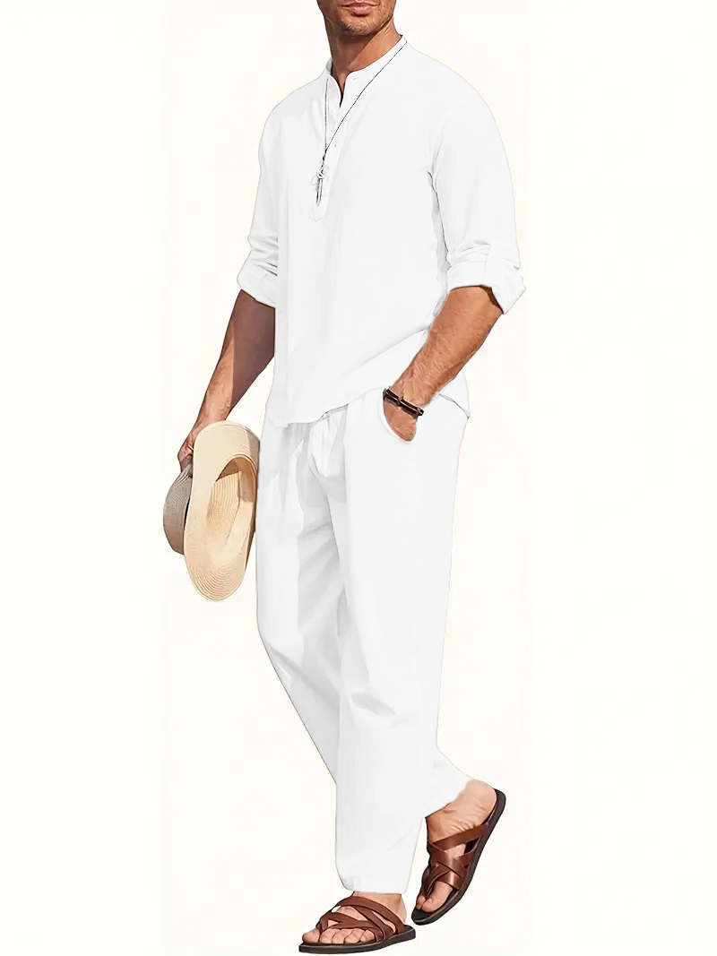 Setelan Jas Linen Putih Pria,  - Mens Linen Shirt Long Sleeve ulasan dan harga