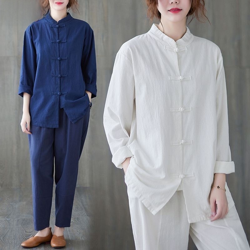 Kemeja Katun Linen Longgar Len - Mens Linen Shirt Long Sleeve ulasan dan harga