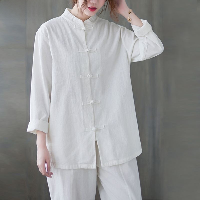 Kemeja Katun Linen Longgar Len - Mens Linen Shirt Long Sleeve ulasan dan harga