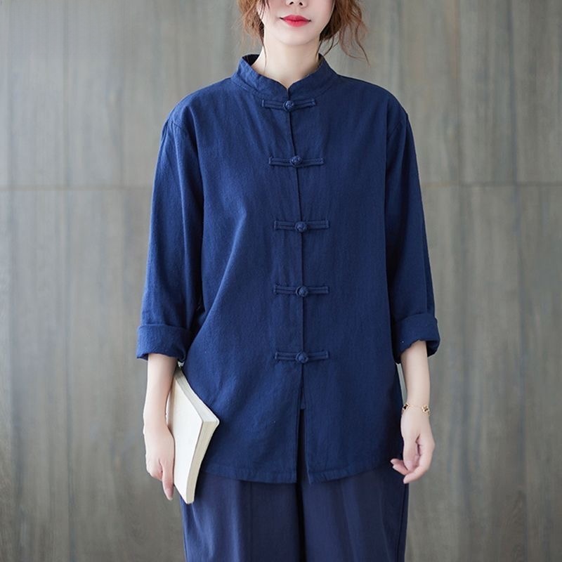 Kemeja Katun Linen Longgar Len - Mens Linen Shirt Long Sleeve ulasan dan harga
