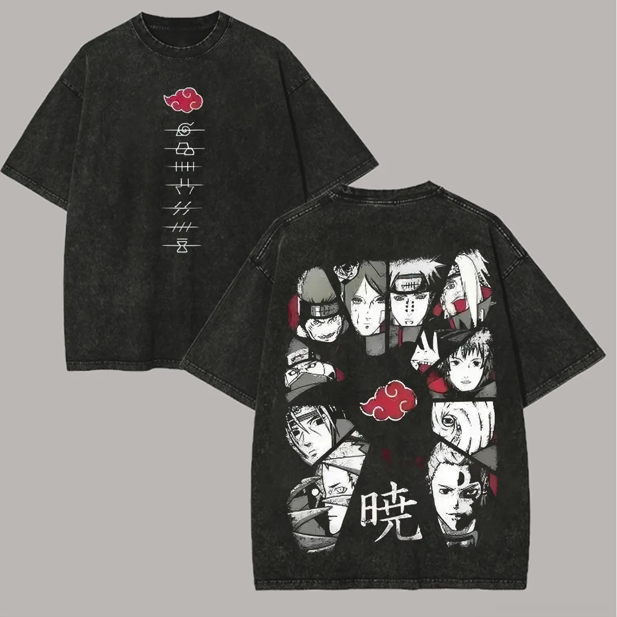 Kaos Akatsuki Naruto Pria Acid - Acid Wash Vintage Graphic T Shirt ulasan dan harga