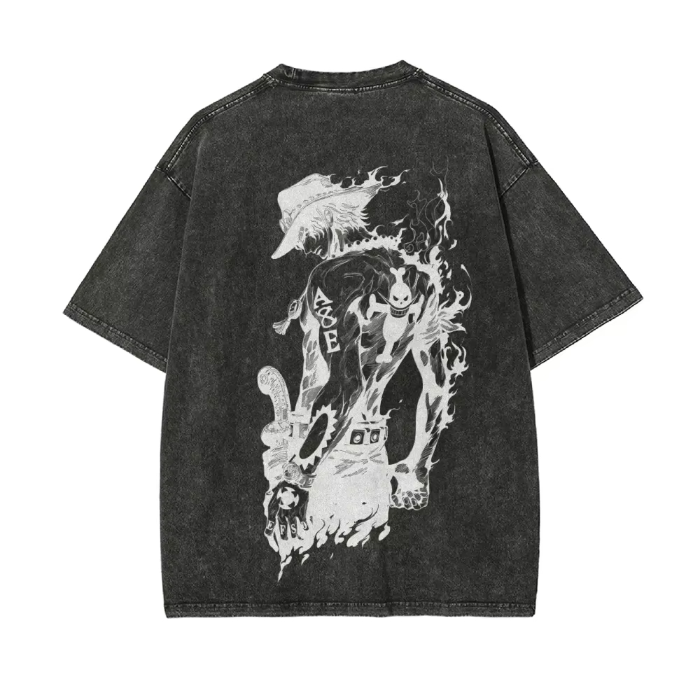 Kaos Ace Pria One Piece Acid W - Acid Wash Vintage Graphic T Shirt ulasan dan harga