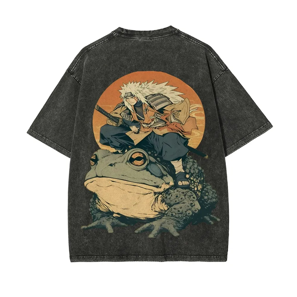 Kaos Naruto Jiraiya Gamabunta  - Acid Wash Vintage Graphic T Shirt ulasan dan harga