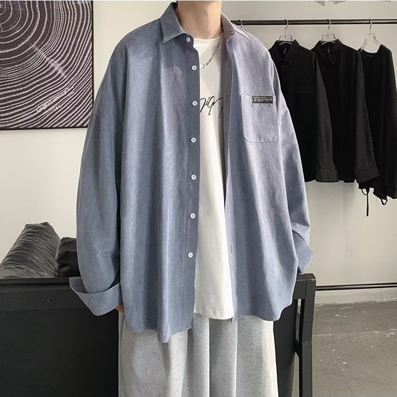 Kemeja Lengan Panjang Hitam Mo - Corduroy Button Up Shirt Men ulasan dan harga