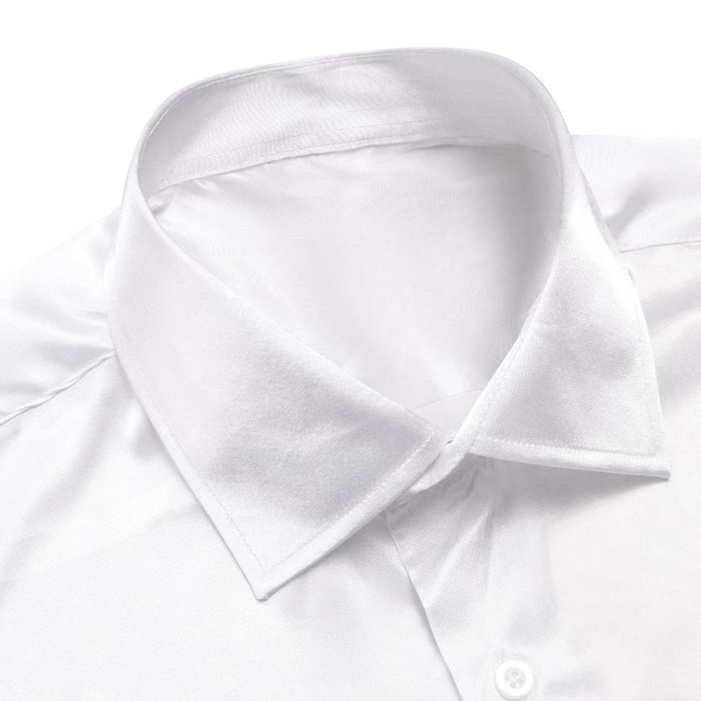 Hi-Tie kemeja Satin sutra puti - Mens Satin Silk Dress Shirt ulasan dan harga