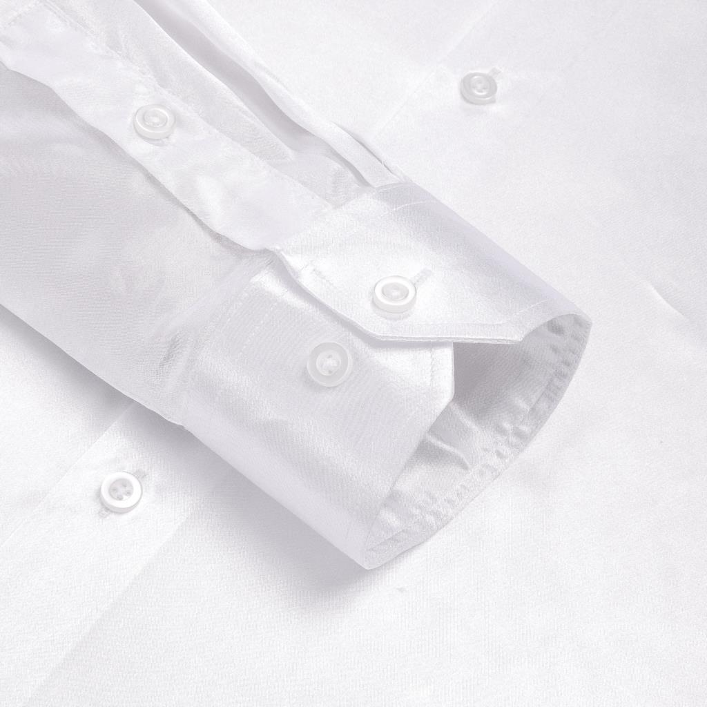 Hi-Tie kemeja Satin sutra puti - Mens Satin Silk Dress Shirt ulasan dan harga