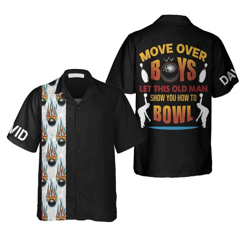 Kemeja Cetak Bola Bowling Retr - Short Sleeve Bowling Shirt Retro ulasan dan harga