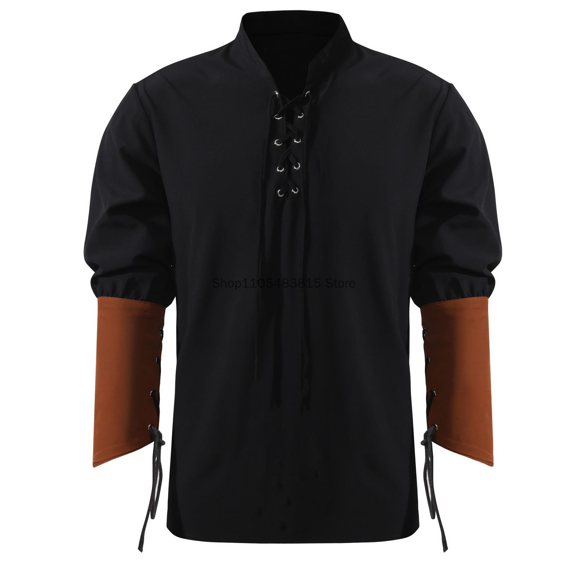 Kemeja Bajak Laut untuk Pria - - Medieval Gothic Lace Up Pirate Shirt ulasan dan harga