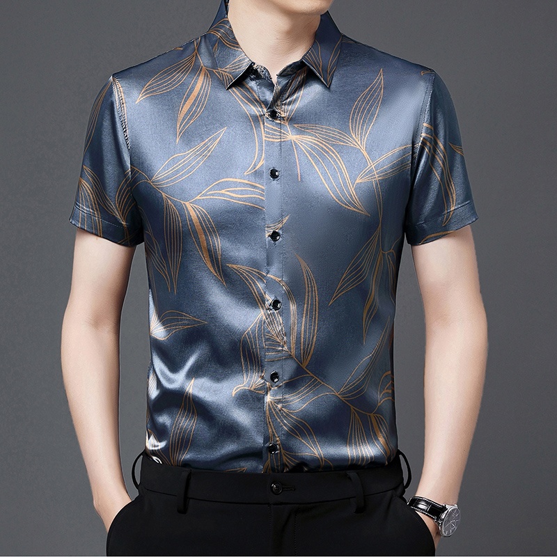Pakaian Sutra Pria Musim Panas - Mens Satin Silk Dress Shirt ulasan dan harga