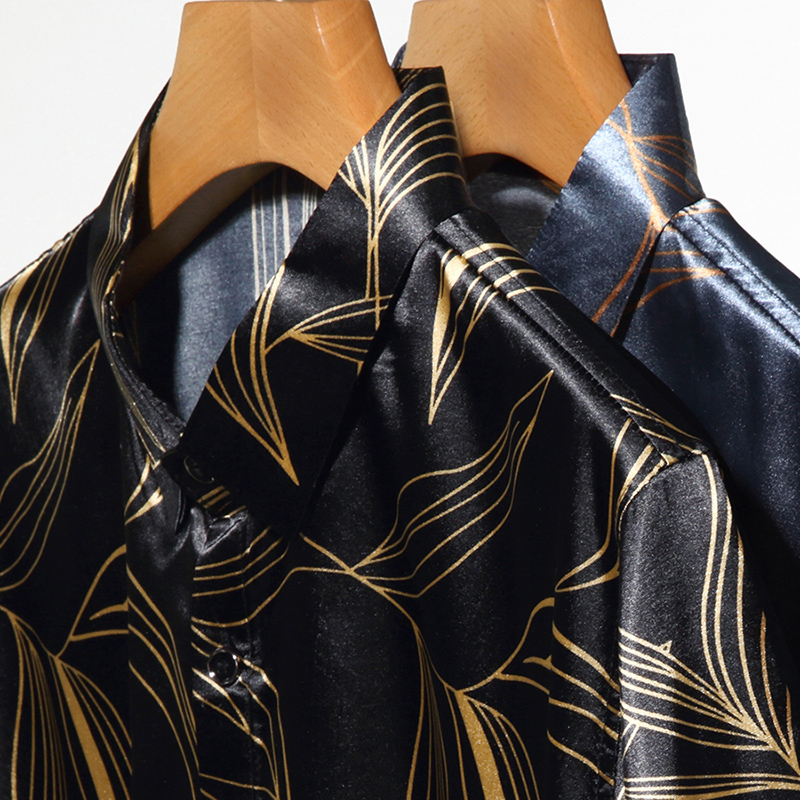 Pakaian Sutra Pria Musim Panas - Mens Satin Silk Dress Shirt ulasan dan harga