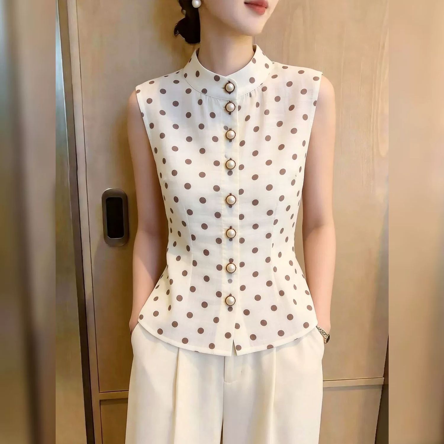 Blus Tanpa Lengan Kerah Mandar - Mandarin Collar Formal Shirt Slim Fit ulasan dan harga
