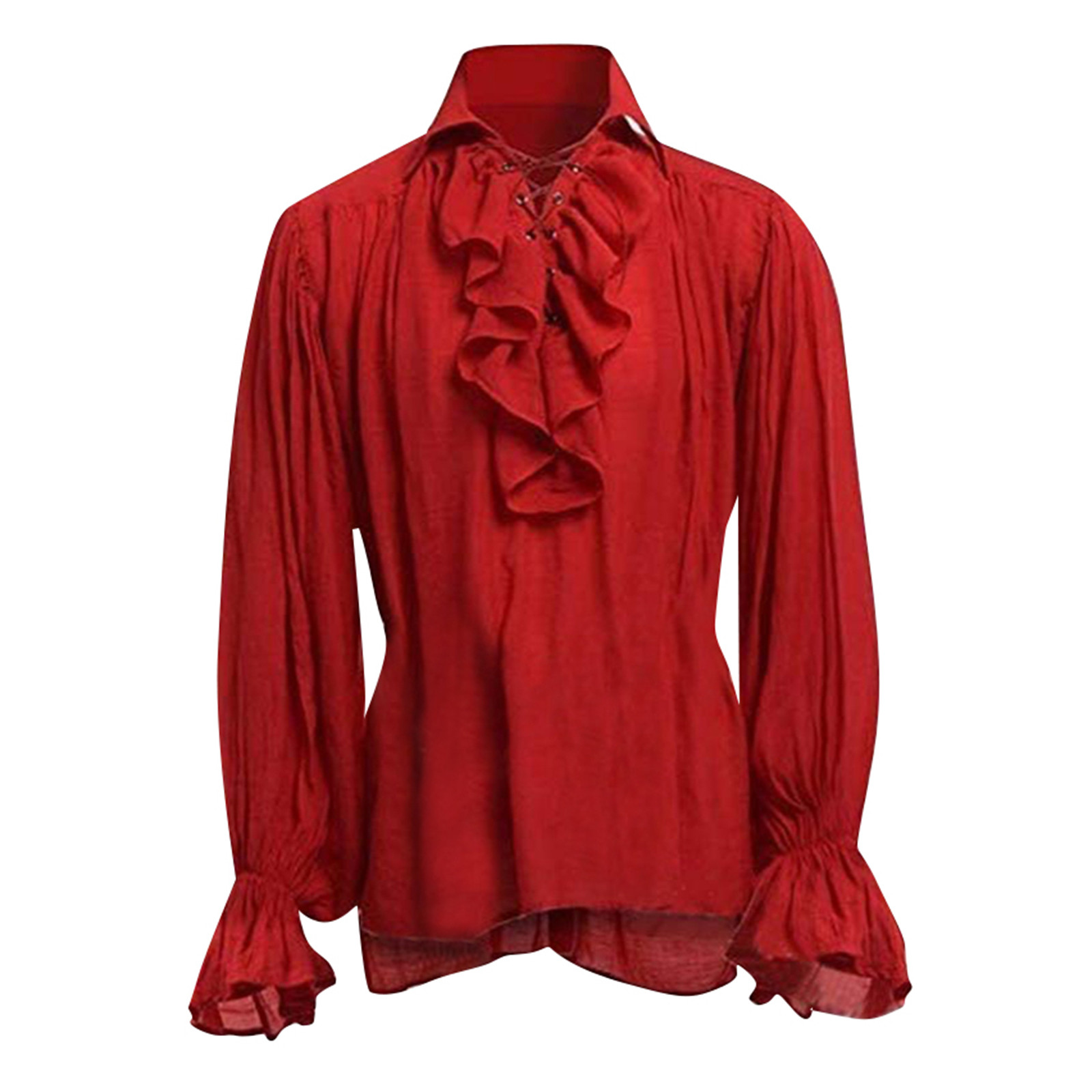 Kaus Bajak Laut Berenda Hallow - Medieval Gothic Lace Up Pirate Shirt ulasan dan harga