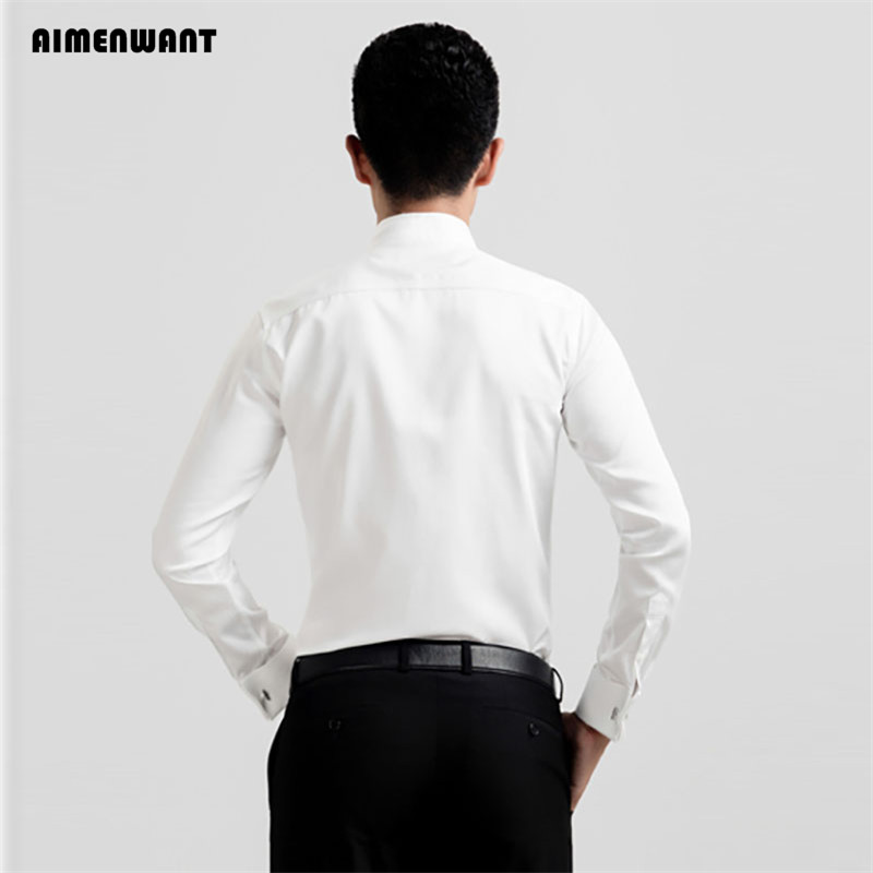 AIMENWANT kemeja Tuxedo pria,  - Mandarin Collar Formal Shirt Slim Fit ulasan dan harga