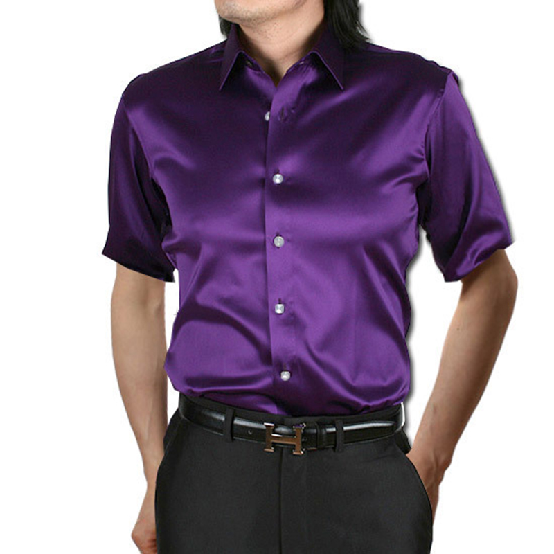 Kemeja Satin sutra pria, kaus  - Mens Satin Silk Dress Shirt ulasan dan harga