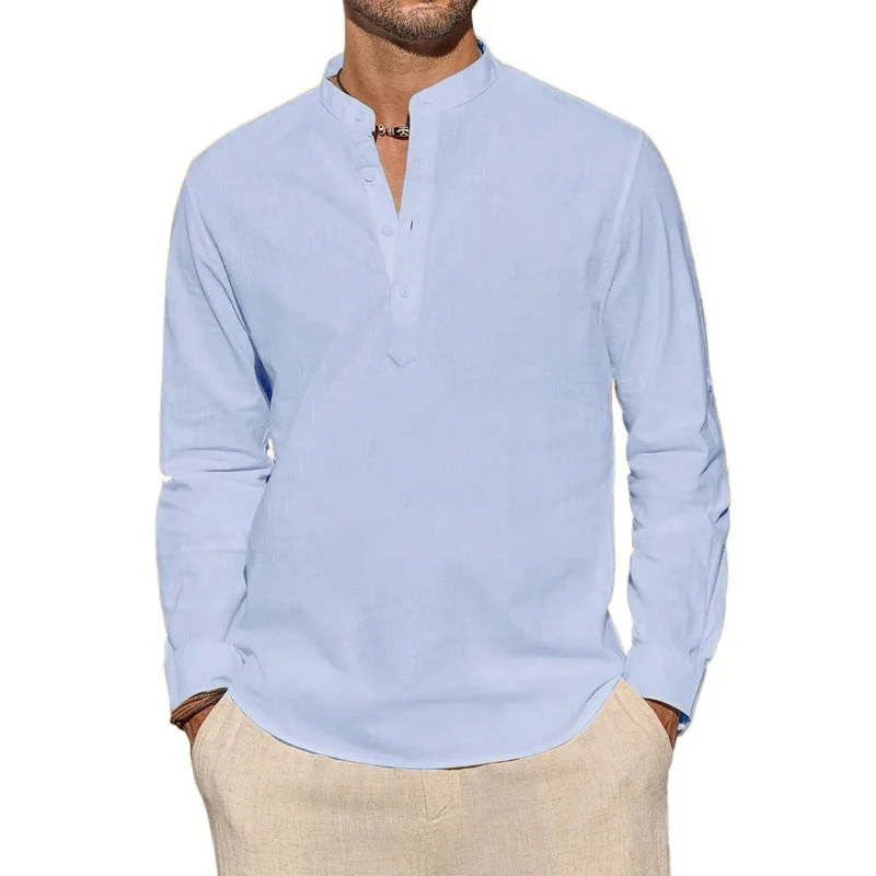 Kaos Lengan Panjang Pria Kasua - Mens Linen Shirt Long Sleeve ulasan dan harga