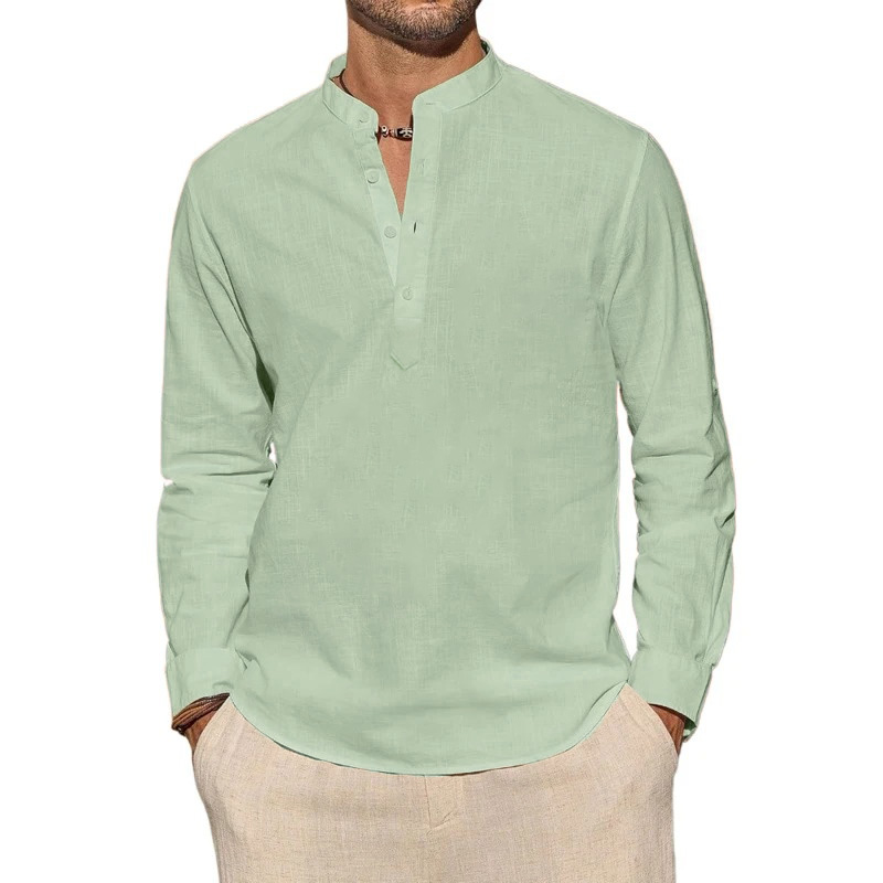 Kaos Lengan Panjang Pria Kasua - Mens Linen Shirt Long Sleeve ulasan dan harga