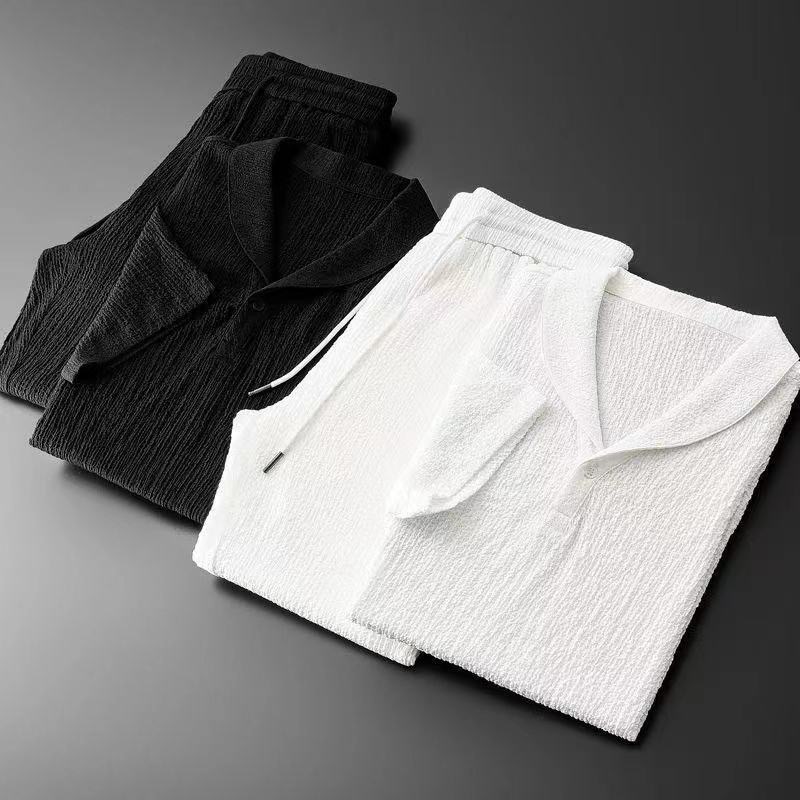 Setelan Linen Sutra Es Dua Pot - Mens Linen Shirt Long Sleeve ulasan dan harga