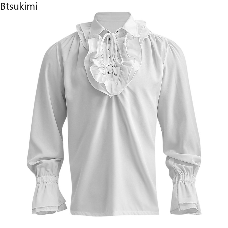 Kemeja Bajak Laut Renaisans Ab - Medieval Gothic Lace Up Pirate Shirt ulasan dan harga