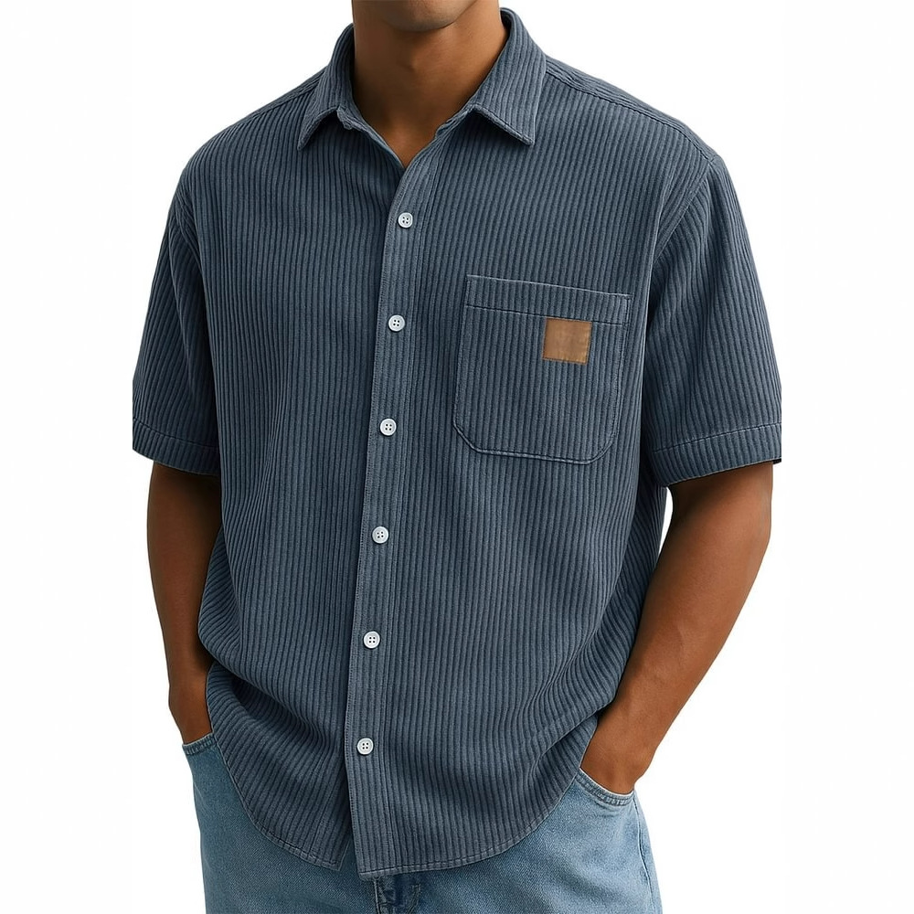 Kemeja Lengan Pendek Korduroi  - Corduroy Button Up Shirt Men ulasan dan harga